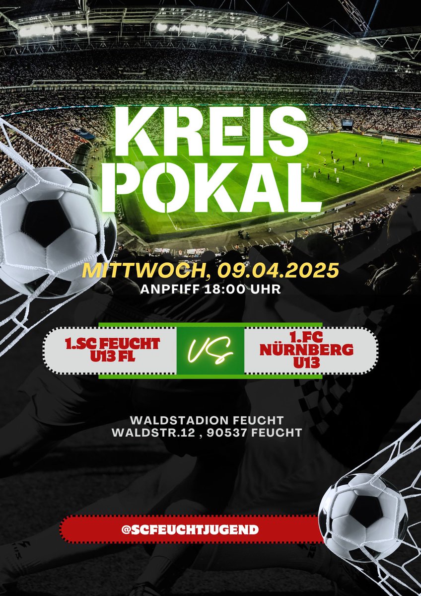 Heute Abend findet in Feucht der Kreispokal zwischen unserer U13 FL und dem 1.FC Nürnberg statt. Kommt gerne vorbei und unterstützt unser Team.
#fußball #fussball #jugendfußball #kreispokal #pokal