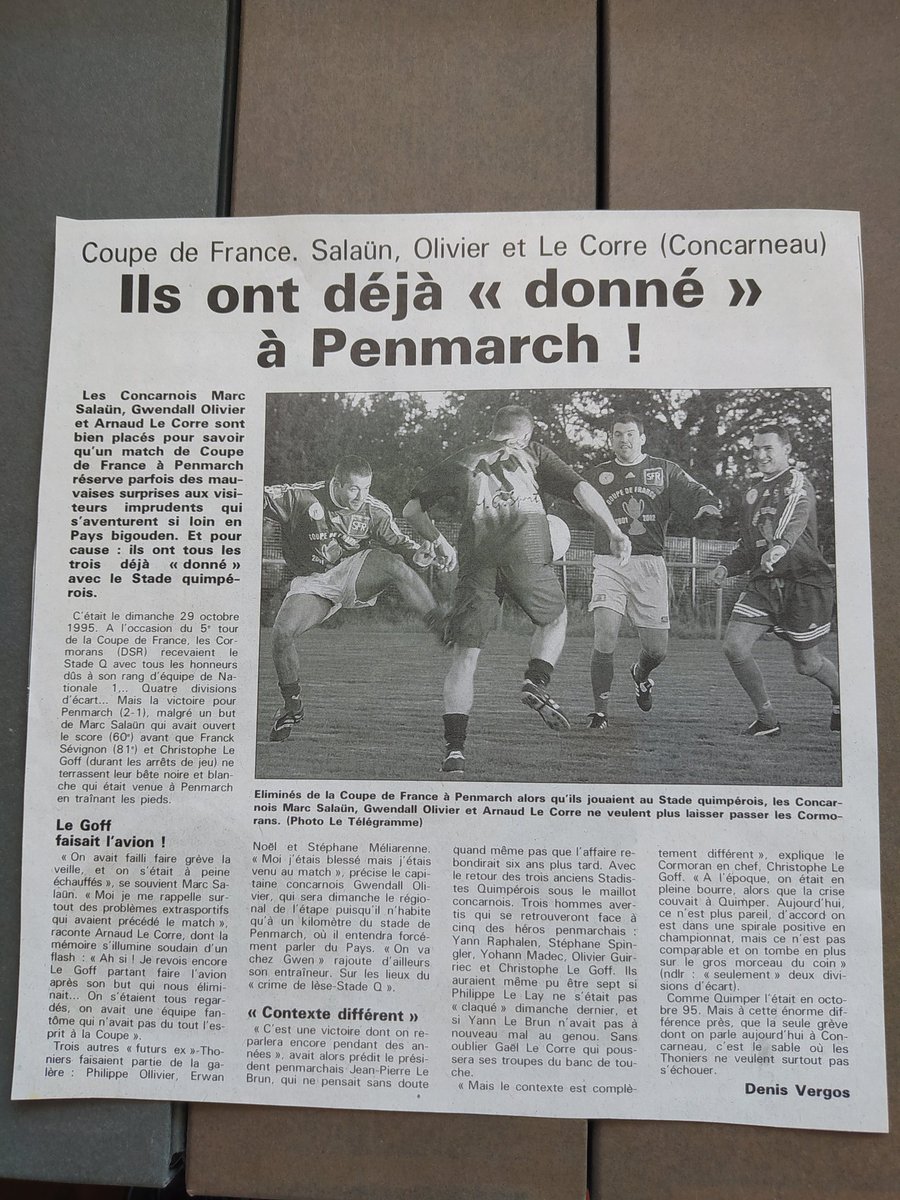 2nivergos's tweet photo. Ici, chaque jour ou presque, une archive @TelegrammeSport sur @USConcarneau. Aujourd'hui, octobre 2001, les #Thoniers de #Concarneau passent (1-4) en #CoupedeFrance (6e tour) par #Penmarch où Salaun, Le Corre et Olivier avaient perdu avec #Quimper.
#CFA2 #N3 #NationalFFF #Ligue2 https://t.co/URLSN5OpD3