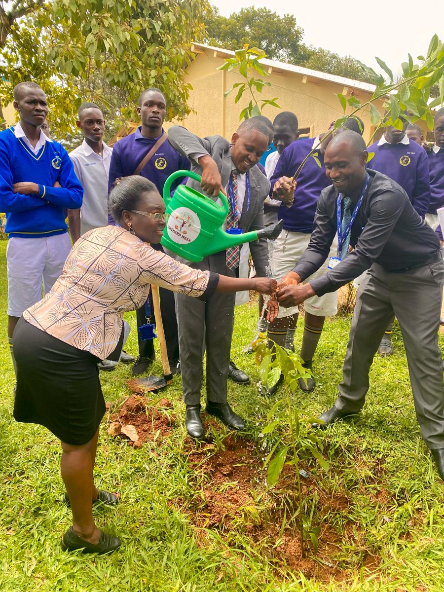 G4ClimateAction's tweet photo. About #OrchardWeek 2025 
Yesterday, together with our partner @dfcugroup, we officially launched the tree planting campaign at Busoga College Mwiri in Jinja City. We had fun with the boys &amp; planted more avocado and guava fruit trees
We're restoring traditional fruit tree species. https://t.co/CGuzMysthi