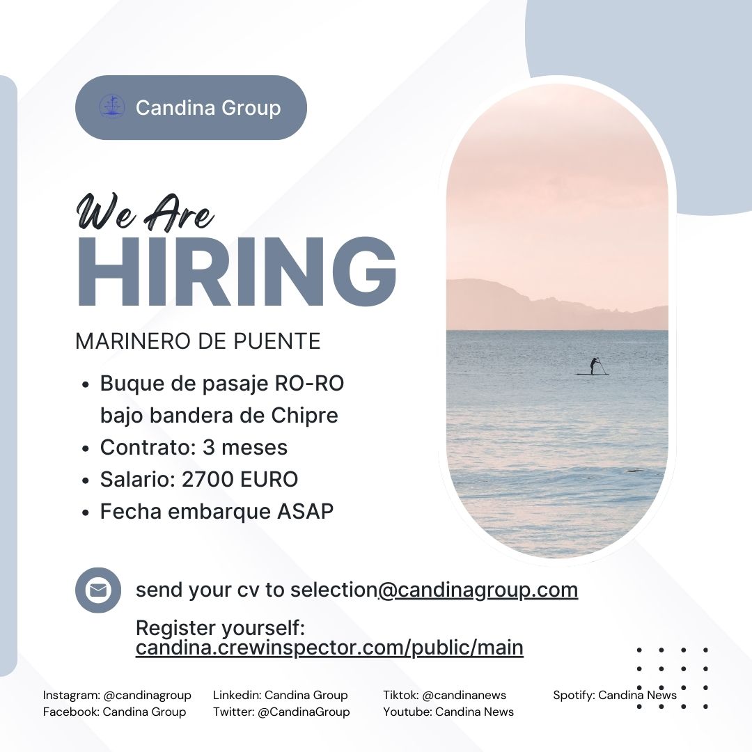 CandinaGroup's tweet photo. #JobOpening #SeafarerJobs #CandinaGroup #MaritimeCareers #SeafarersWanted #JobsAtSea #MarineCareers #OceanOpportunities #GlobalMaritimeJobs #ShipLife #EuropeanSeafarers #ItalySeafarers #PolandSeafarers #RomaniaSeafarers #UkraineSeafarers #ItalianSpeakingSeafarers #EUSeafarers https://t.co/qcnQxb5yPD