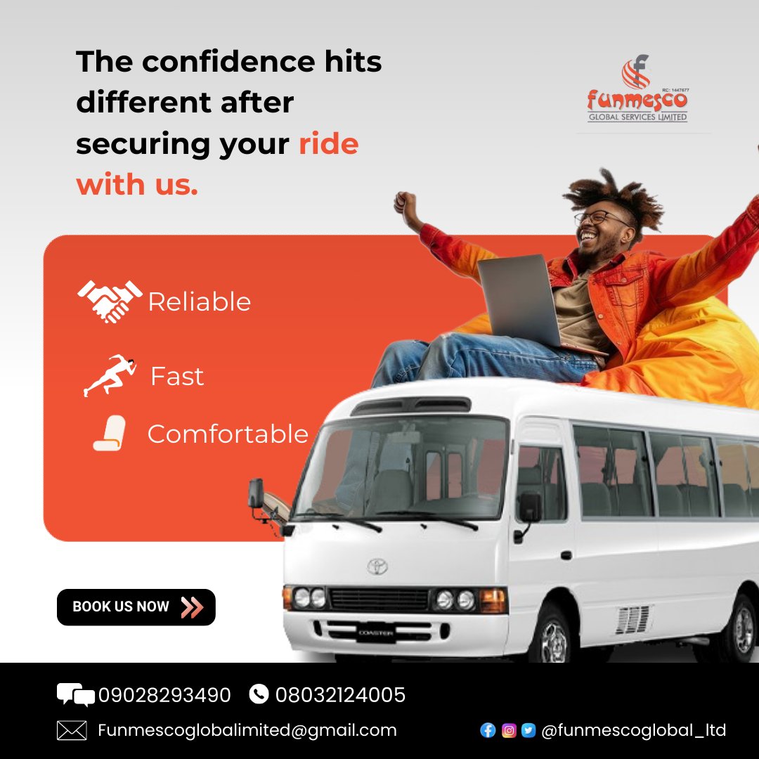 funmescoglobal's tweet photo. Stress-free events start with one smart move 

Booking Fumesco Global!

From weddings to conferences and vacations to church retreats.

we deliver smooth rides, punctual service, and total comfort.

📞 Book now. 

Travel easy.

#FumescoGlobal #bushirenigeria #EventLogisticsNaija https://t.co/Cz4laPffMW