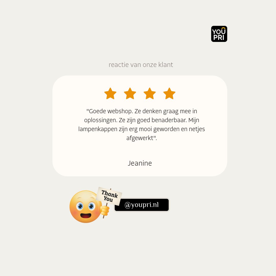 Soms mogen we ook wel trots zijn op wat we zelf maken. Zeker als de klant het zo kan waarderen. 

#lampenkap #bedruktelampenkappen #verlichting #lamp #handgemaakt #gepersonaliseerd #review #youpri

youpri.nl/product-catego…