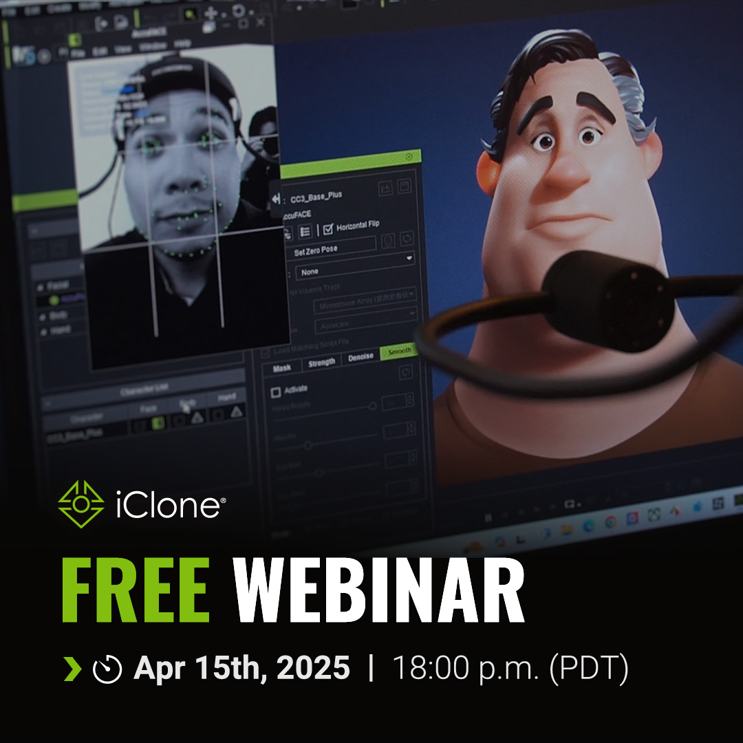 reallusion's tweet photo. Create stunning facial performances in minutes with #AccuFace, iPhone Live Face, and #AccuLips! Become an expert in mocap editing using #iClone by grabbing some tips from our FREE webinar! 👨🏻‍💻
https://t.co/DEPVLiyjXx
#motioncapture #FacialMocap #freewebinar https://t.co/VANrVOYHhG