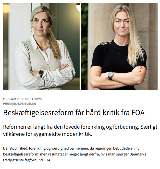 - Jeg er alvorligt bekymret for, hvad der kommer til at møde de mange mennesker, der er længst fra arbejdsmarkedet. Dem der har mest brug for hjælp, får i stedet færre muligheder og mindre støtte med den her aftale, siger FOAs <a href="/MariaKlingsholm/">Maria Klingsholm</a> om beskæftigelsesreformen.
#arbejde