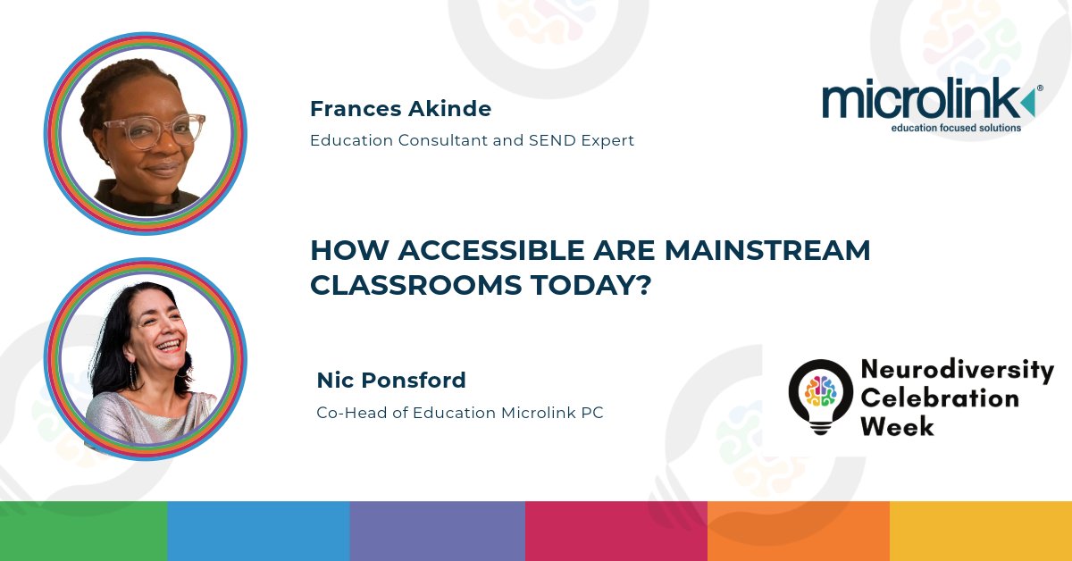 Microlink PC Education (@microlinke) on Twitter photo In this snippet, the wonderful <a href="/NicolePonsford/">Nic #InclusionRevolution ๐ฅ Ponsford FIESE</a> and Frances Akinde highlight stats about how #accessible classrooms can be for #neurodiverse students. Did you know up to 80% of children have #dyslexia and go undiagnosed? Watch the video to learn more.
<a href="/NCWeek/">Neurodiversity Celebration Week</a> @<a href="/frankietweetart/">InclusionHT</a> In this snippet, the wonderful <a href="/NicolePonsford/">Nic #InclusionRevolution ๐ฅ Ponsford FIESE</a> and Frances Akinde highlight stats about how #accessible classrooms can be for #neurodiverse students. Did you know up to 80% of children have #dyslexia and go undiagnosed? Watch the video to learn more.
<a href="/NCWeek/">Neurodiversity Celebration Week</a> @<a href="/frankietweetart/">InclusionHT</a>
