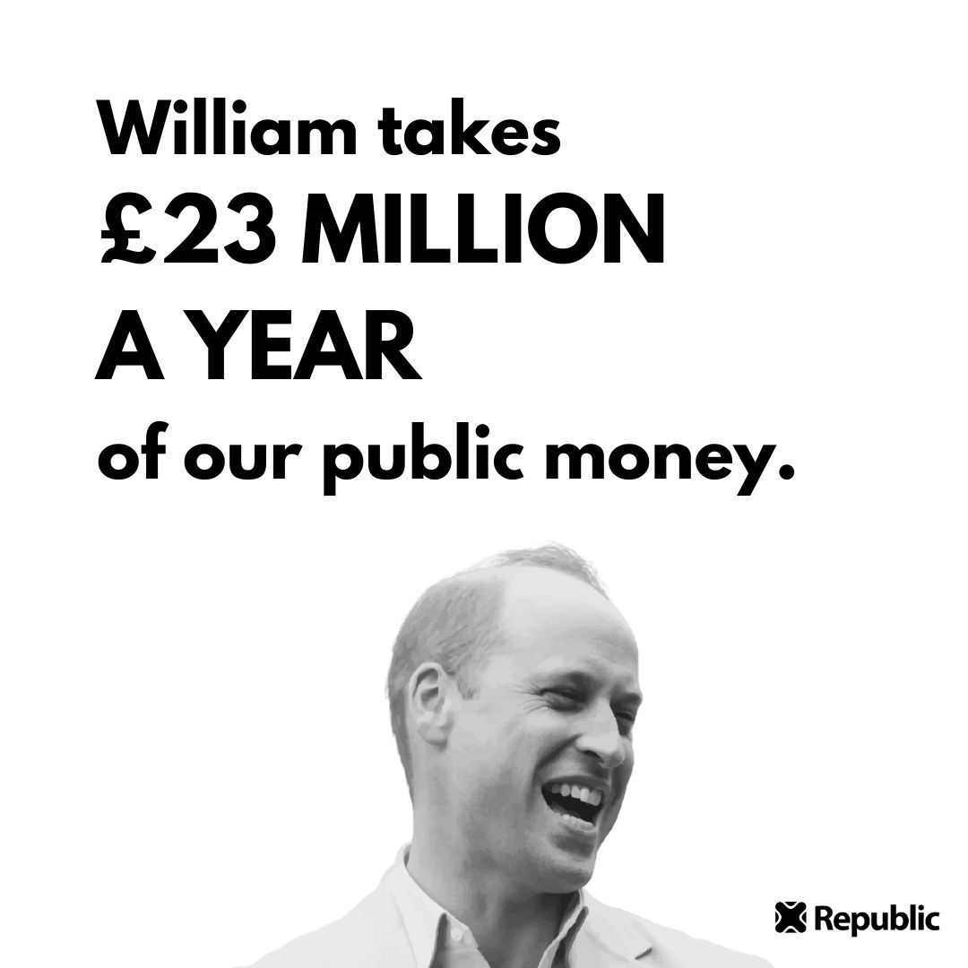 Prince William takes OUR money out of the Duchies. Time for that to end. #NotMyKing #AbolishTheMonarchy