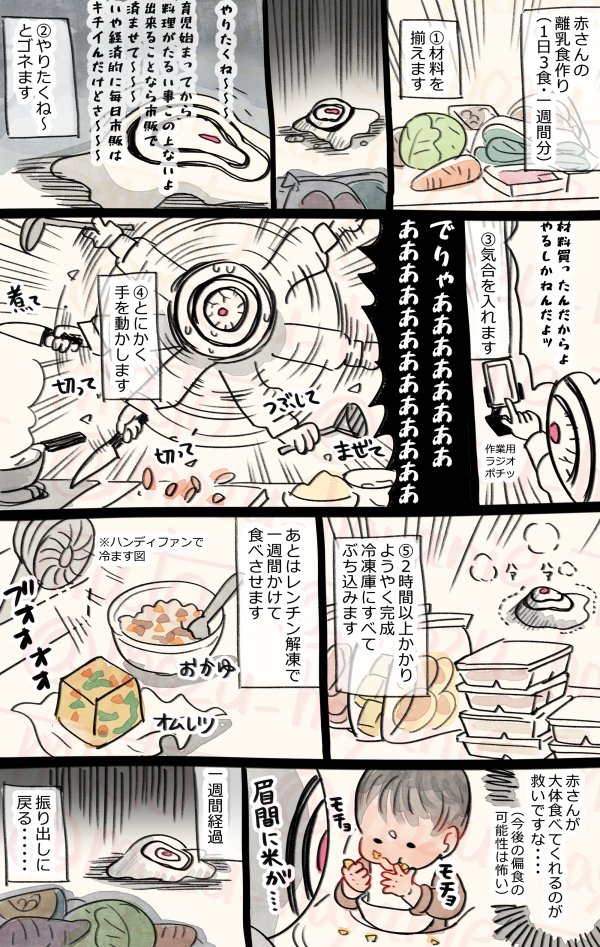 赤さん9ヵ月の時の日記です👶🏻平均的な量を食べてくれるようになったけど離乳食づくりが大変すぎる 