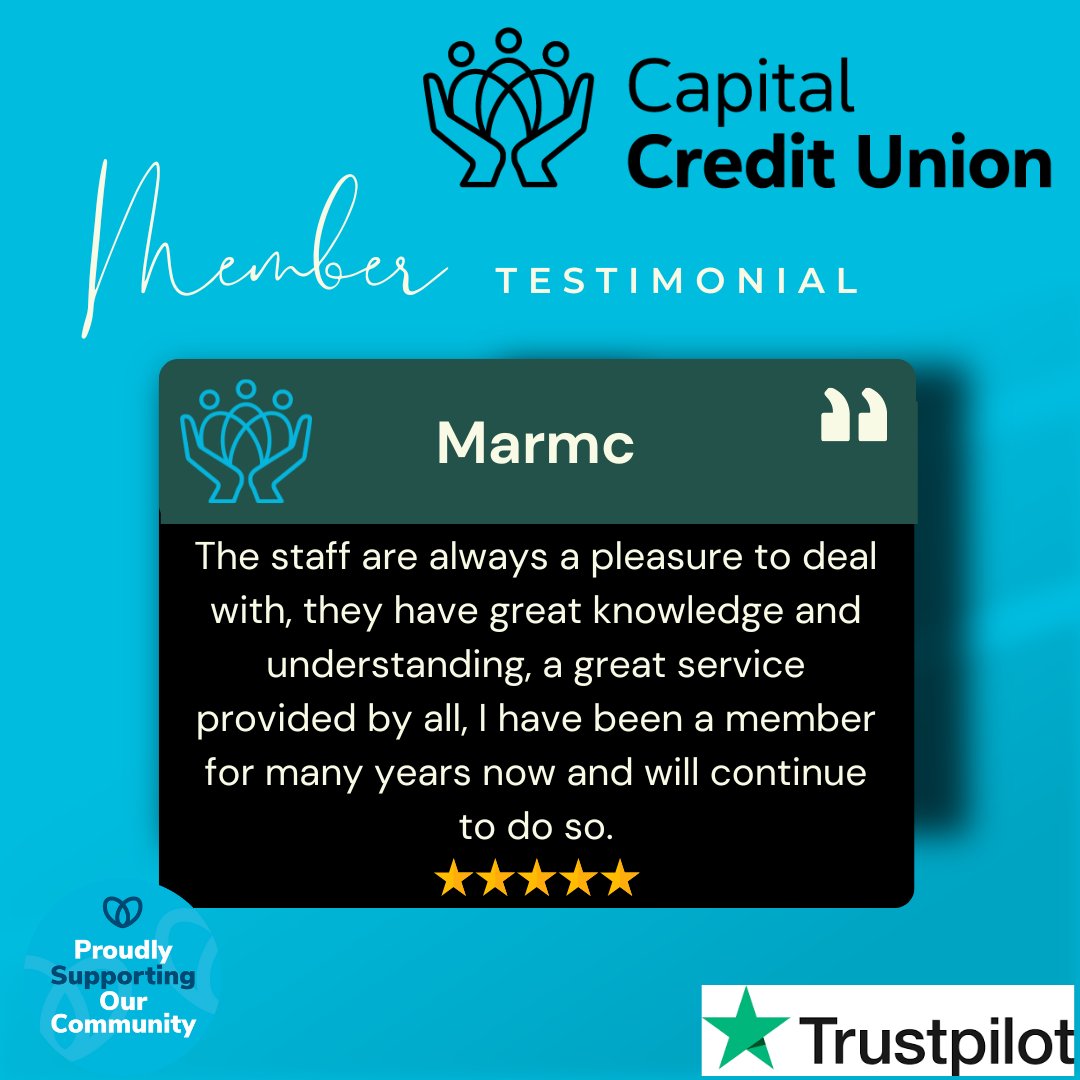 Thank you for your continued trust and kind words — We’re proud to serve you every step of the way. Helping our members is what we’re all about! 😊 💼

share your experience by leaving us a review! 

👉trustpilot.com/evaluate/capit…

#CapitalCreditUnion #communityfirst #MemberSupport