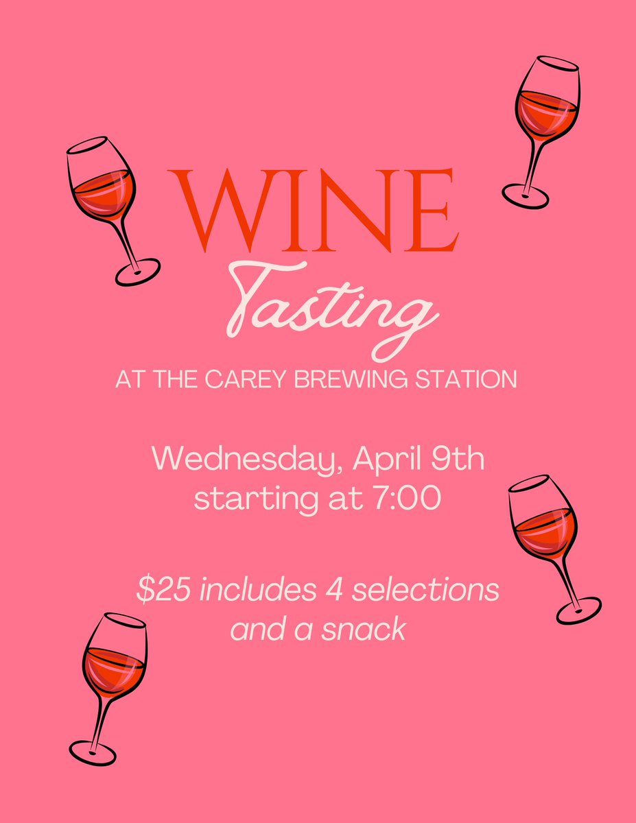 CareyBrewing's tweet photo. Good Wednesday Morning from CBS!
Tonight: Wine Tasting with Miranda @ 7
Thursday: Kiwanis Music Bingo &amp; Cornhole @ 6:00
Friday: Hunter Hoop @ 8:30
Saturday: Seventy/80 Band @ 8:30
Sunday: Line Dancing Lessons &amp; Dance @ 5:00 - Cheers to all - Have a Great Day! https://t.co/9HvmtonrbA