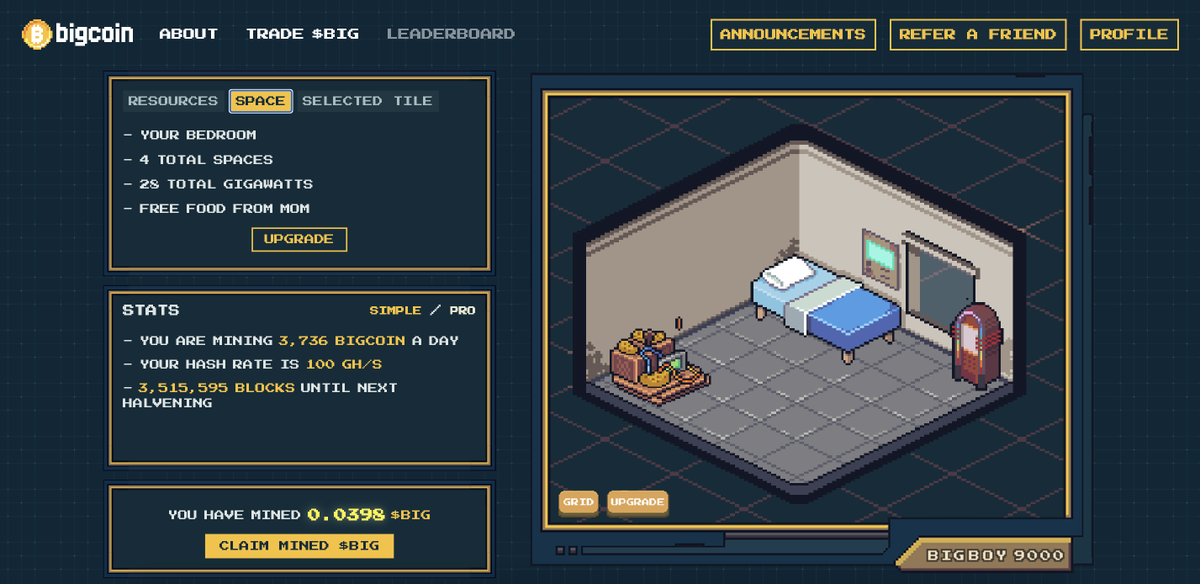 Here something fun 😎
Mine $BIGCOIN on Abstract 🔥
First Miner is Free 💯
Hurry don't be last 👀
bigcoin.tech/?ref=0x2300Dd2…
<a href="/satoshibigmoto/">bigtoshi</a>