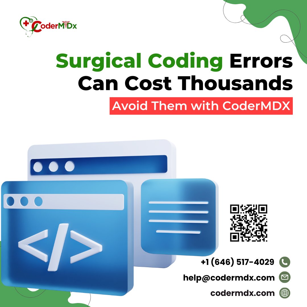 codermdx25's tweet image. Surgical #CodingErrors can lead to significant financial losses for #HealthcareCoding providers. Protect your practice and revenue by using #CoderMDX to ensure accurate coding and maximize reimbursement.
🌐Visit: codermdx.com
📞WhatsApp:+1 (727) 688 7009