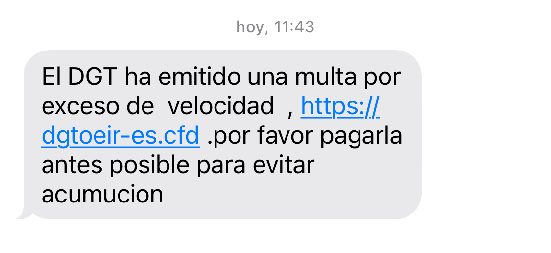 maneljara's tweet photo. @DGTes he recibido un mensaje "sospechoso" en mi móvil. ¿Es una dirección real de la DGT? Si es así, no inspira mucha confianza... https://t.co/RkZgQ1to1E
