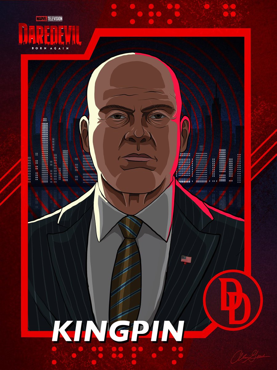 Here’s a new #digitalart tribute of <a href="/vincentdonofrio/">Vincent D'Onofrio</a> as #kingpin from <a href="/MarvelStudios/">Marvel Studios</a> <a href="/Daredevil/">Daredevil</a> #bornagain 

#tradingcard tribute drawn on the #iPadProart in #adobeillustrator so much fun!😃 #DaredevilBornAgain     <a href="/TheNewtonBros/">The Newton Brothers</a> #Marvel #daredevilart #comics #Daredevil  #fanart