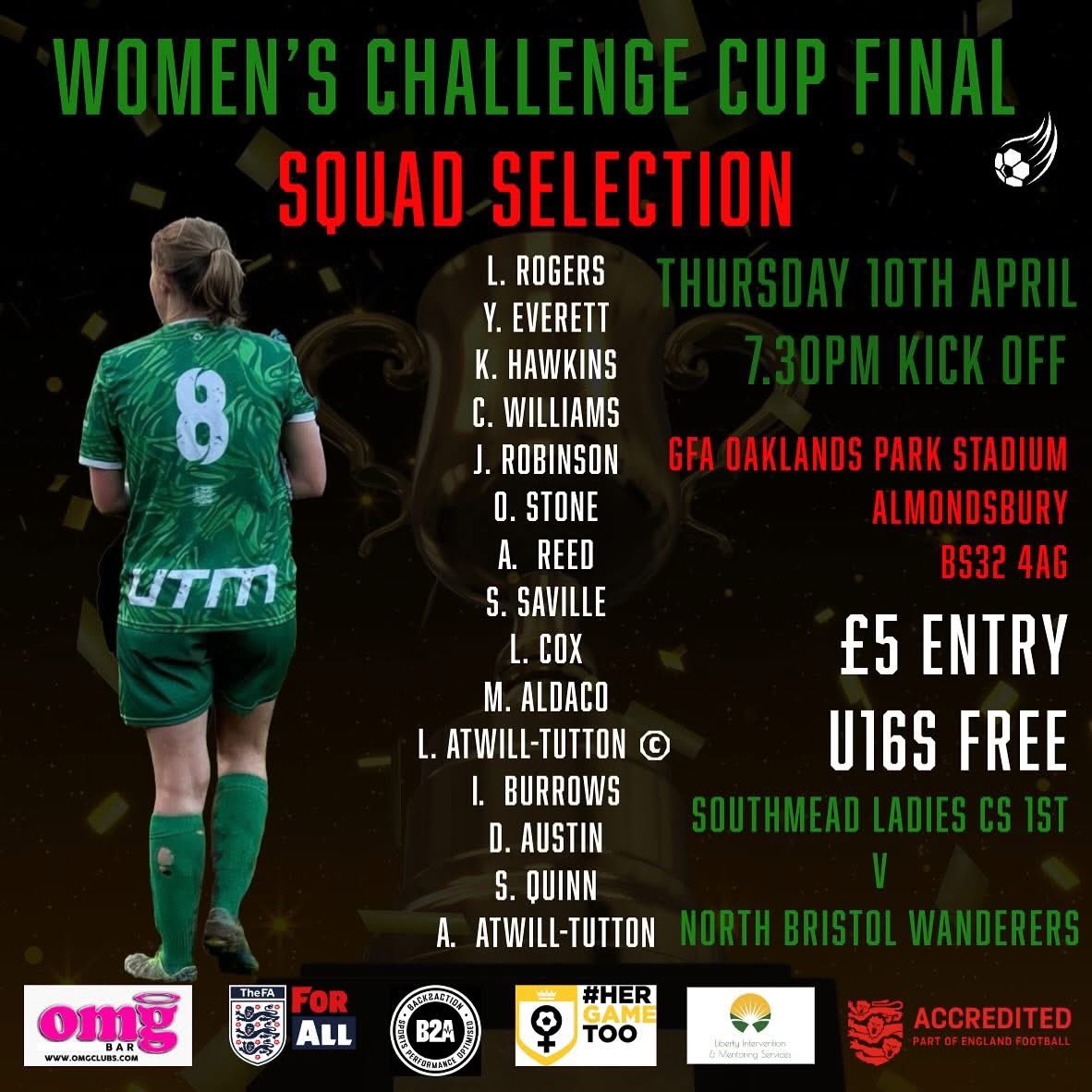 CHALLENGE CUP FINAL SQUAD 😍

Tomorrow, the ladies make club history. We are nothing but proud of how far they have come, both in the cup and in the league. 

Please come and support the ladies under the lights. 
7.30PM kick off
£5 entry, U16s free

Let’s do this 💪🏼

UTM 💚❤️