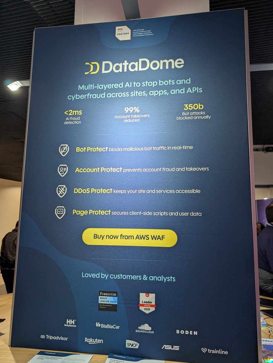 Pinna Pierre (@pierrepinna) on Twitter photo #AWSSummit Paris live
#CyberSecurity
👇
Discover <a href="/data_dome/">DataDome</a>
👇
The multi-layered #AI to stop #bots and cyberfraud!
#Innovation #AWS #Tech #Partenariat <a href="/AWSFrance/">AWS France 🇫🇷</a>
Cc <a href="/jblefevre60/">Jean-Baptiste Lefevre</a> <a href="/Ym78200/">Yann Marchand</a> <a href="/kalydeoo/">Eric Gaubert</a> <a href="/RLDI_Lamy/">Lionel Costes</a> <a href="/CHRISTINESOTO12/">CHRISTINE SOTO </a> <a href="/nincoroby/">Nicolas Diacono</a> <a href="/EricTIXADOR/">Eric TIXADOR</a> <a href="/AkwyZ/">Antonio Vieira Santos</a> <a href="/aure79lien/">Aurelien Lallemant #IA 🔎 & #RSE 🌎</a> #AWSSummit Paris live
#CyberSecurity
👇
Discover <a href="/data_dome/">DataDome</a>
👇
The multi-layered #AI to stop #bots and cyberfraud!
#Innovation #AWS #Tech #Partenariat <a href="/AWSFrance/">AWS France 🇫🇷</a>
Cc <a href="/jblefevre60/">Jean-Baptiste Lefevre</a> <a href="/Ym78200/">Yann Marchand</a> <a href="/kalydeoo/">Eric Gaubert</a> <a href="/RLDI_Lamy/">Lionel Costes</a> <a href="/CHRISTINESOTO12/">CHRISTINE SOTO </a> <a href="/nincoroby/">Nicolas Diacono</a> <a href="/EricTIXADOR/">Eric TIXADOR</a> <a href="/AkwyZ/">Antonio Vieira Santos</a> <a href="/aure79lien/">Aurelien Lallemant #IA 🔎 & #RSE 🌎</a>