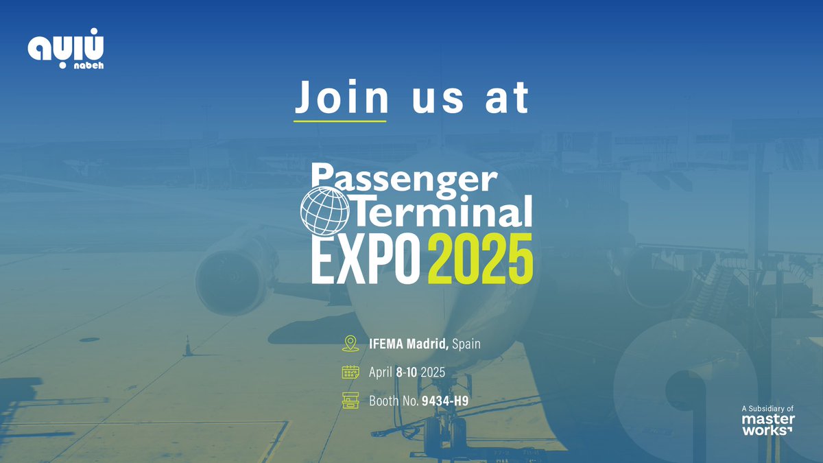 MasterWorks_SA's tweet photo. From KSA 🇸🇦 to Spain 🇪🇸, Day 1 at the Passenger Terminal EXPO & CONFERENCE ✈️ .
We’re excited to showcase Baseer, a Saudi tech product revolutionizing aviation operations with intelligent technologies, and look forward to new opportunities to enhance airport operations and passenger experiences.

#Nabeh at #PTExpoConf
#AirportInnovation #BaseerTMS #AviationTechnology #MasterWorks ✈️
