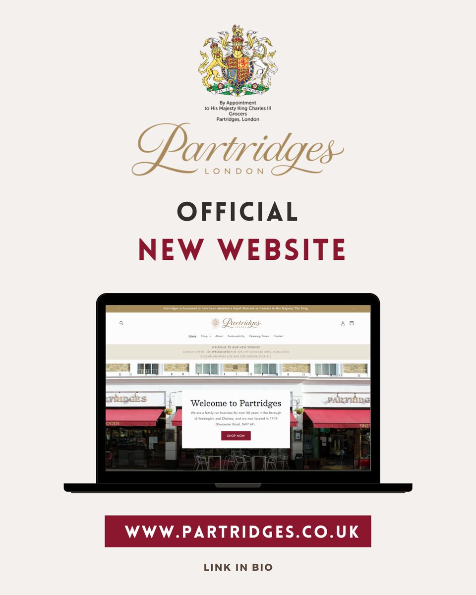 It's been an exciting week with the launch of our new website! 🎉 Our website is LIVE, and we're celebrating with 10% off orders over £30 and a complimentary Partridges Jute Bag. Treat yourself today ✨️

This offer ends on Wednesday, April 16th.