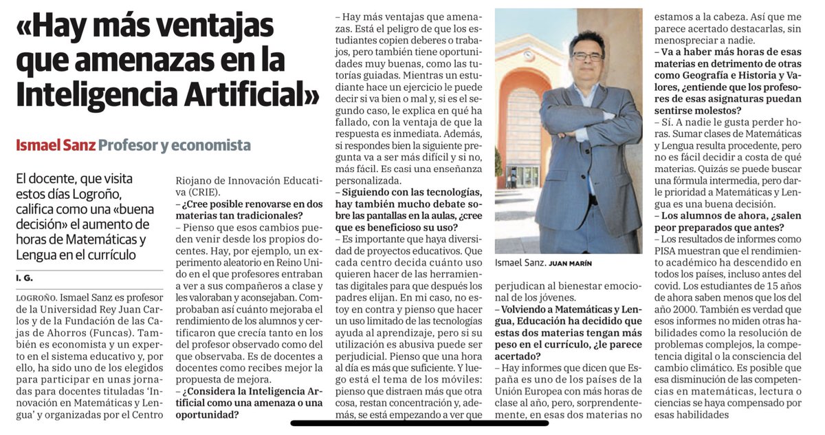 Ismael Sanz (@sanz_ismael) on Twitter photo Dar más peso a Matemáticas y Lengua en el currículo: "España es de los países de la UE con menos horas al año en esas materias". La clave está en reforzar competencias básicas sin menospreciar otras áreas. <a href="/educarioja/">Educación La Rioja</a> <a href="/al_galiana/">Alberto Galiana</a> Dar más peso a Matemáticas y Lengua en el currículo: "España es de los países de la UE con menos horas al año en esas materias". La clave está en reforzar competencias básicas sin menospreciar otras áreas. <a href="/educarioja/">Educación La Rioja</a> <a href="/al_galiana/">Alberto Galiana</a>