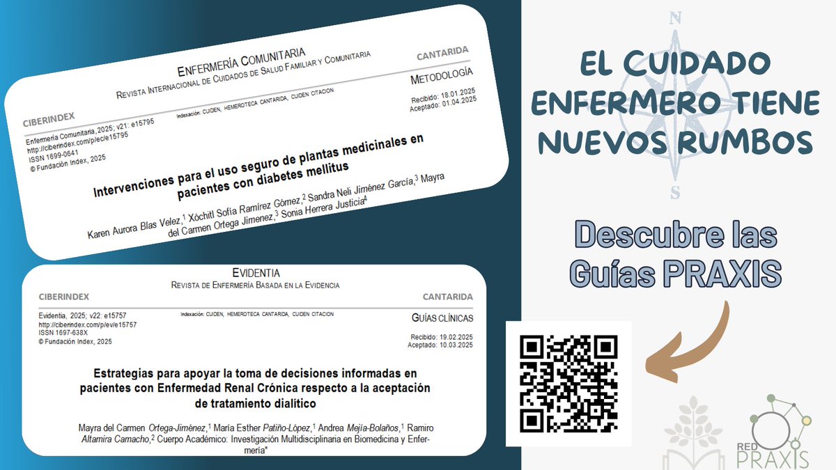 🆕 ¡Nuevas Guías PRAXIS!
El cuidado enfermero avanza hacia modelos más participativos e inclusivos.
📍Fruto del curso con <a href="/ExtUgtoCelaya/">ExtensiónCelaya</a> 
📚 Formación online y para instituciones
👉 Guías:
1️⃣ bit.ly/42Bznb7
2️⃣ bit.ly/3G41sPO
👉secretaria@ciberindex.com