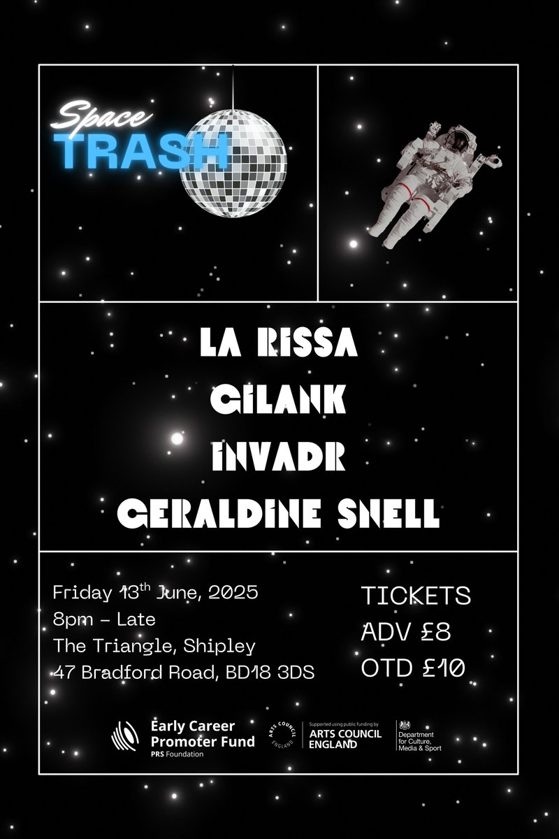 SpaceTrash101's tweet photo. We’re really pleased to be able to announce this stellar line-up for Space Trash #2!
Get your tickets now for a night of live electronica, darkwave &amp; synthpop! 

https://t.co/alXCYIfaPJ

#synth #electro #darkwave #ambient #livemusic #Shipley https://t.co/BxILsL0WHy