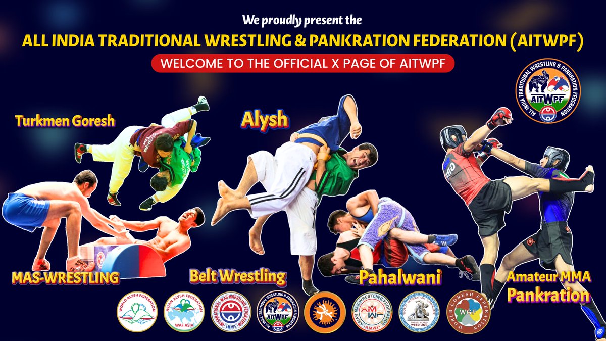 aitwpfindia's tweet photo. AITWPF is now on X!

India’s powerhouse of Traditional Wrestling &amp; Pankration is here to connect, grow, and lead.

Stay tuned. Big things are coming.

#AITWPF #CombatSports #MartialArts #Pankration #Traditionalwrestling #MASWrestling #Alysh #BeltWrestling #amateurmma #Pahlavani https://t.co/eGVJmoPdYq