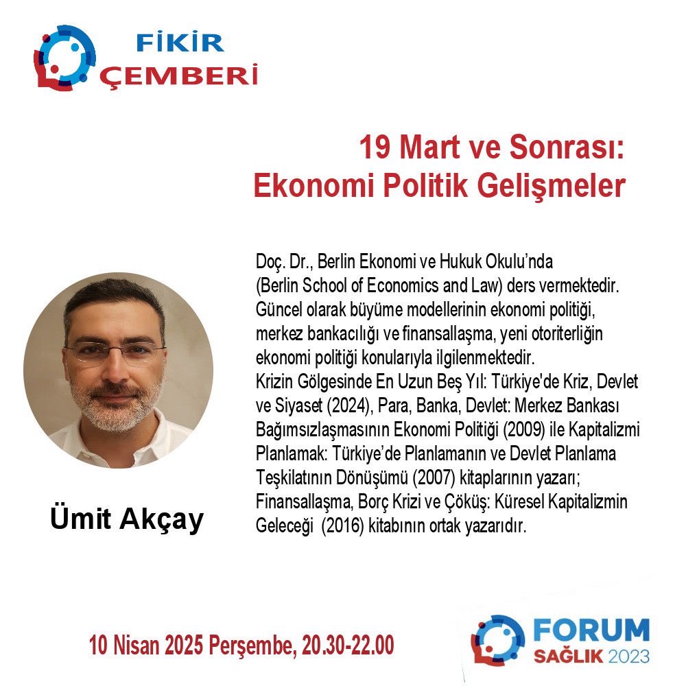 🗓️ 10 Nisan 2025 Perşembe
⏰ 20.30-22.00

🗨️  
          19 MART ve SONRASI:

  EKONOMİ-POLİTİK GELİŞMELER

Youtube ForumSaglik2023’ten canlı yayın
⁦⁦⁦@argungen⁩