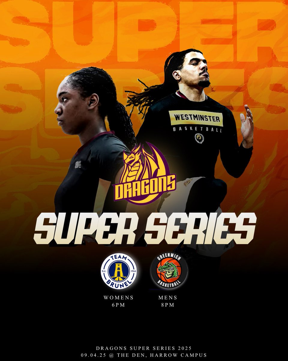 𝕾𝖚𝖕𝖊𝖗 𝕾𝖊𝖗𝖎𝖊𝖘 🐲🔥

Join us this evening @ The Den to wrap up a season to remember 🏀

⛹️‍♀️ 6pm v Brunel
⛹️‍♂️ 8pm v Greenwich

#SuperSeries2025 | #FearTheFLAME