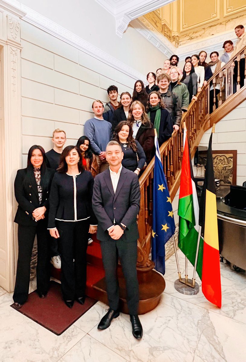 Had the pleasure of meeting MA political science students from the University of Amsterdam, coordinated by Prof. Dimitris Bouris. Grateful for their interest in Palestine. I encouraged them as future leaders to uphold human values, justice &amp; international law.