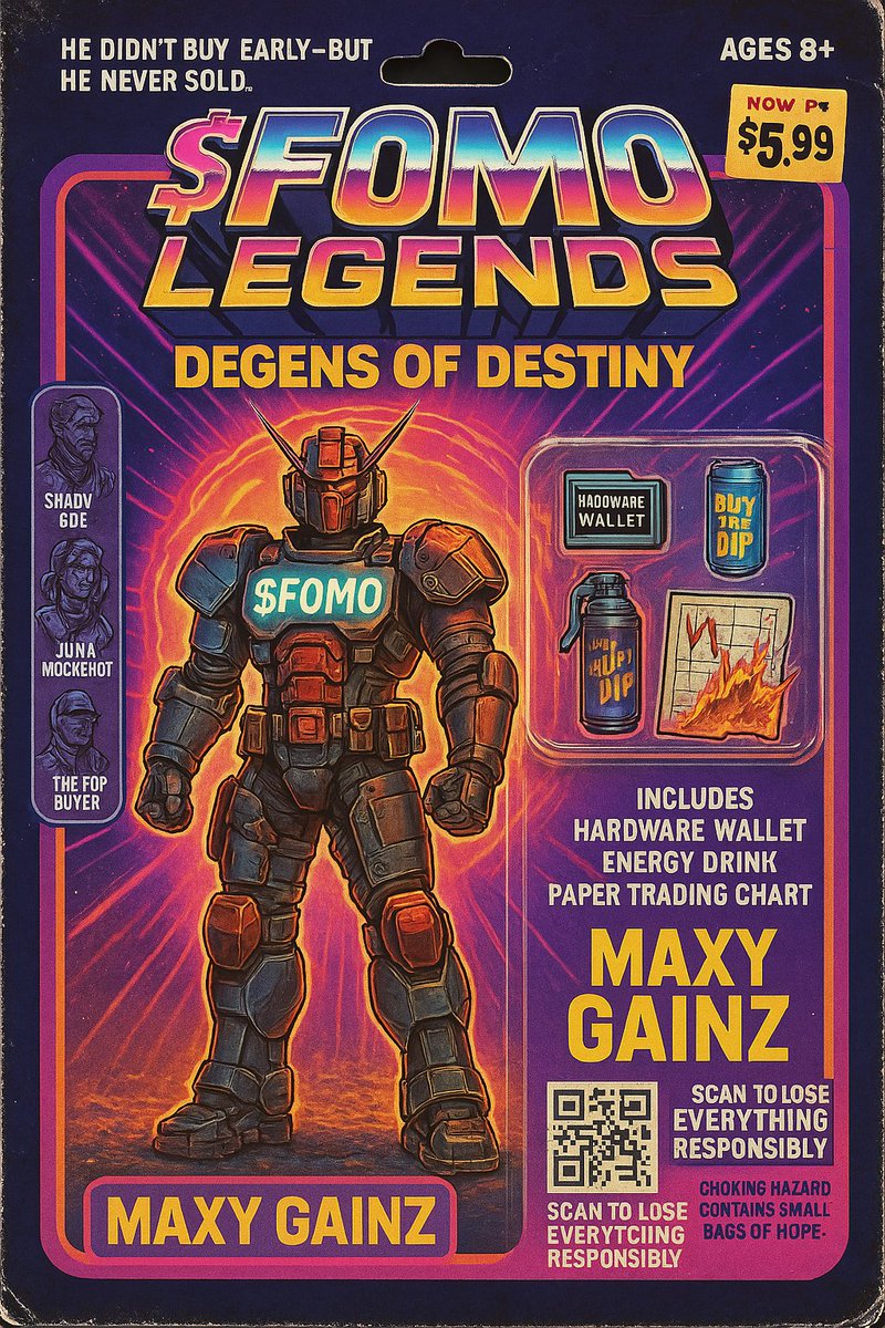 Maxy Gainz: fully poseable, emotionally unavailable.
Collect all 3 degens before they sell the top… again.

#FOMO #CryptoToys #DegenLegends