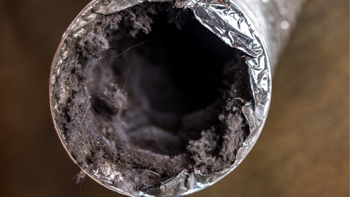 🔍 Check your dryer vent!  A clogged vent can cause overheating and fires.  Clean it out regularly and consider having it professionally inspected once a year.  Stay safe!  #HomeSafety