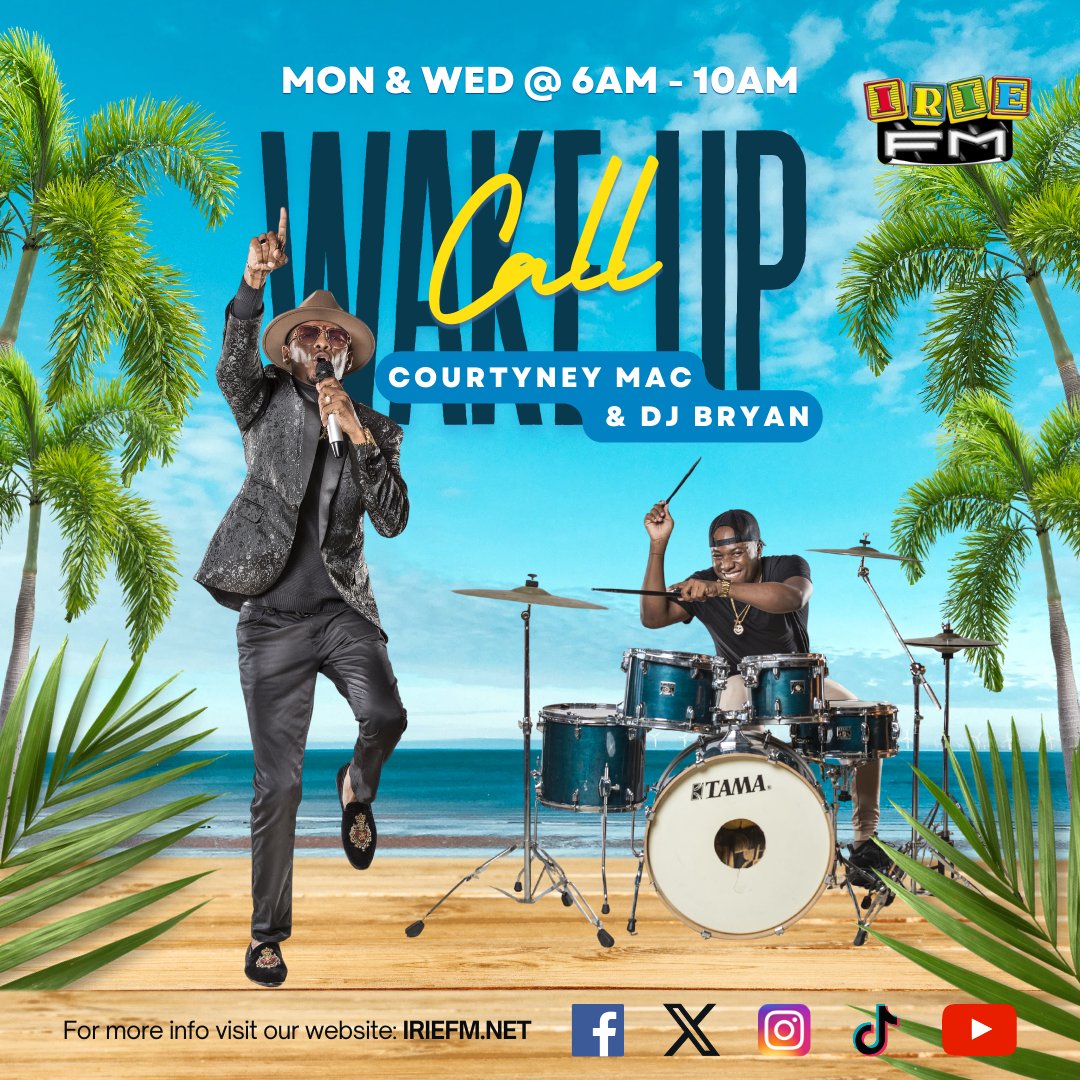 IRIE_FM's tweet photo. Wake up to a vibrant and interactive morning with #Courtneymac and #DJBryan on the Wake Up Call, airing now on the #107’s! Don’t miss out on the fun! Join @courtneyamac and @djbryan_1spacekid for a lively start to your day! #iriefm #jamaica #music https://t.co/JCeRA2sNN9