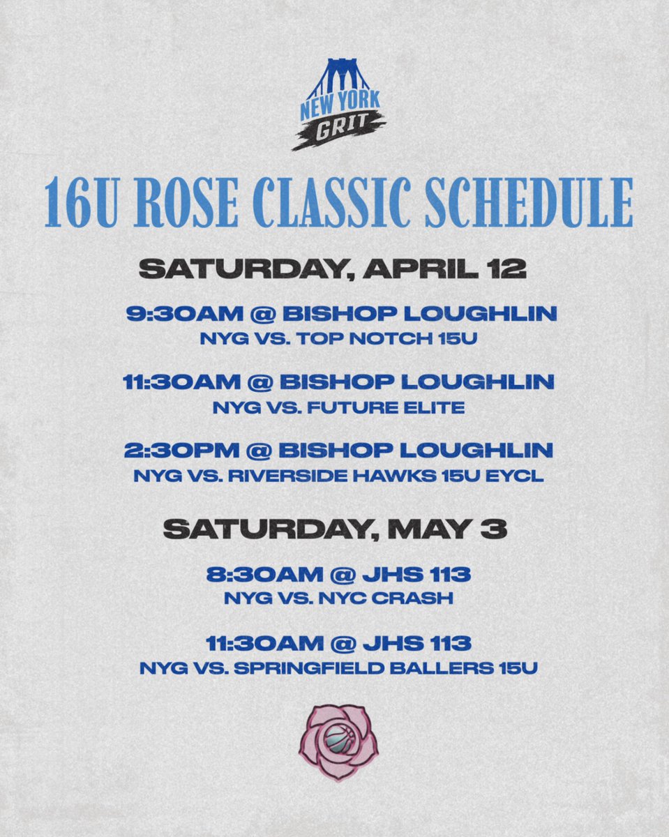🔥16U’s got next!🔥The Rose Classic schedule just dropped and we’re ready to run it up. Catch us on the court bringing that GRIT energy all season long 💥💪

#GRIT