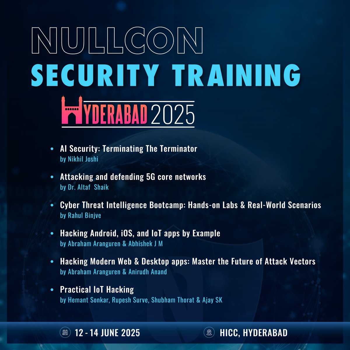 nullcon's tweet photo. What’s coming up at #NullconHYD2025? Except nothing less than the best — #cybersecurity that has you covered from every angle. 🤝🥳

Focused on advanced security trainings that will definitely up your career, latest innovation, and top-tier networking.

👉https://t.co/wIhP3TdDxk https://t.co/W76FH57COJ