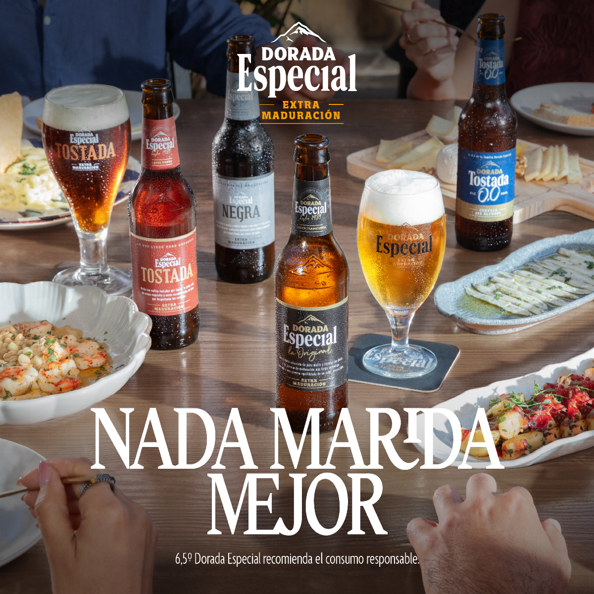 Picoteo, tu Dorada Especial preferida y charlas bien aliñadas. Nada Marida Mejor. Dorada Especial.