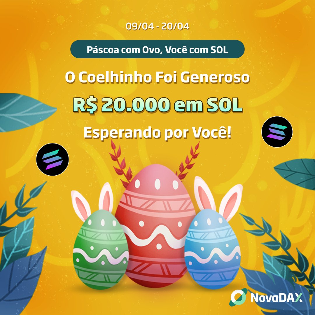 Nova_DAX's tweet photo. 🐰 Pegue Seu Presente de Páscoa Agora!
🥚 Você e seus amigos, TODOS GANHAM SOL @solana GRÁTIS!
🐇 https://t.co/QDvuiUf6Km
#NovaDAX #SOL #Solana #Páscoa #Airdrop #ToTheMoon #Criptomoedas #cripto #novalovers https://t.co/Dco4UEXZY0