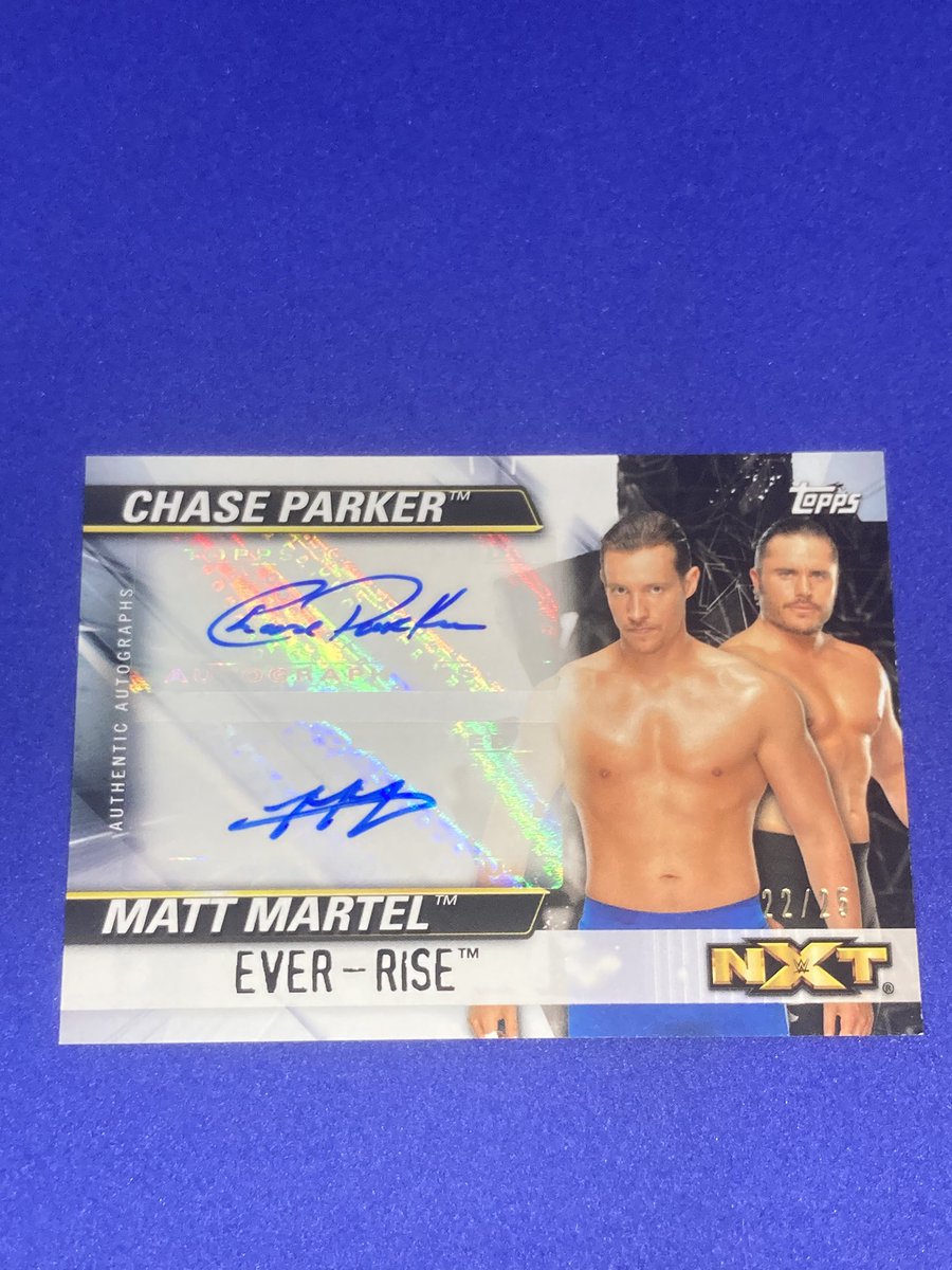 Hard_4_Cards's tweet photo. Just a taste of the @theDaddyMagic PC this #WrestlingCardWednesday

Matt Martel /10 Gold on-card autographed 2021 Rookie card from @Topps and /25 dual Ever-Rise w/ @TheAngeloParker 

#WrestlingCards #TheHobby #DaddyMagic #MattMenard #CoolHandAng https://t.co/2bxqsoOvNf