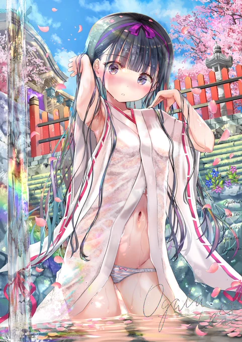 沐浴しているところを見られてしまった、超恥ずかしがりやの巫女さん 
