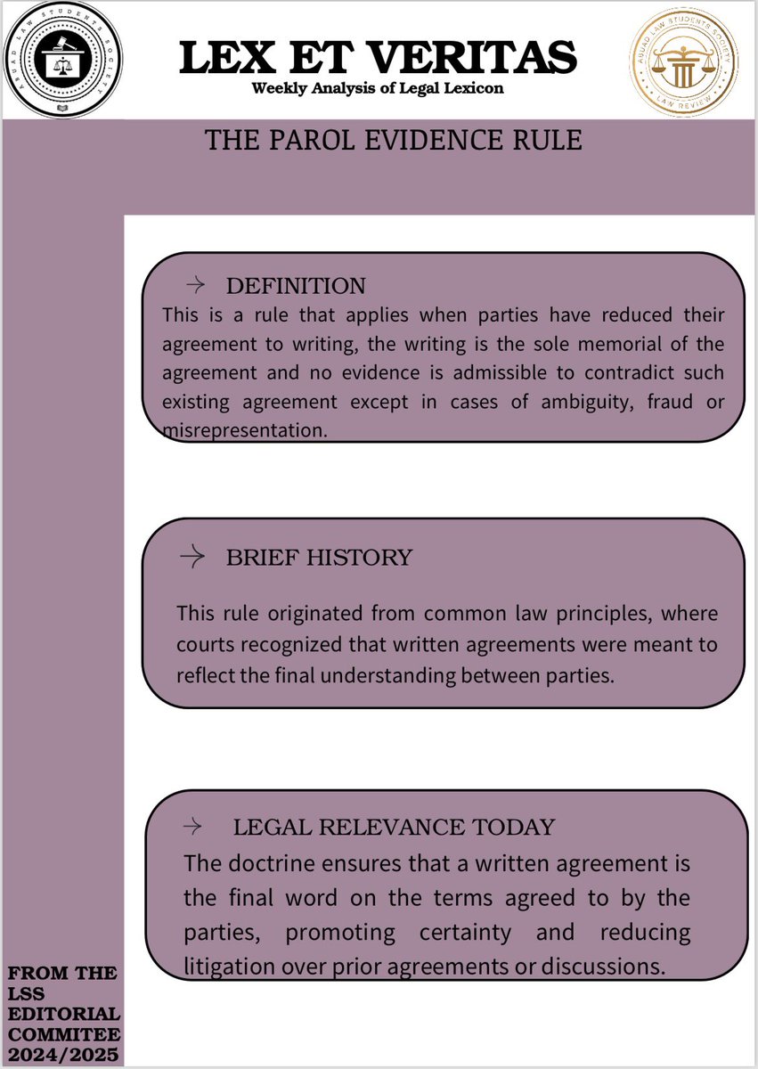 You should know about the parol evidence rule. A written agreement is the final word.

Today’s Lex et Veritas explains more.
#evidence #lexetveritas