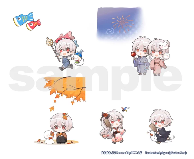 【WORK】まふまふくじ Powered by DMMくじE賞 春夏秋冬付箋のイラストを担当いたしました!よろしくお願いします 