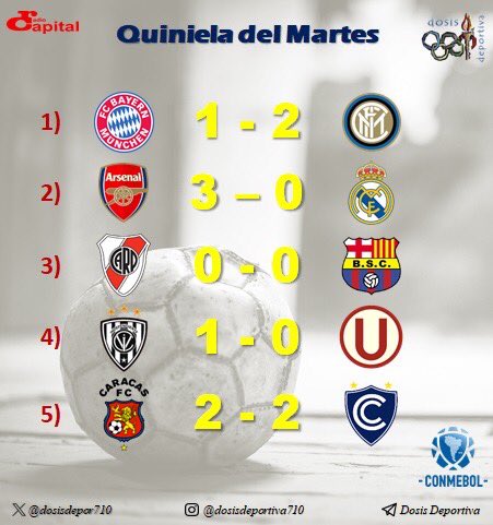 dosisdepor710's tweet photo. Resultados de nuestra quiniela de los martes https://t.co/CRjRqtPaL2