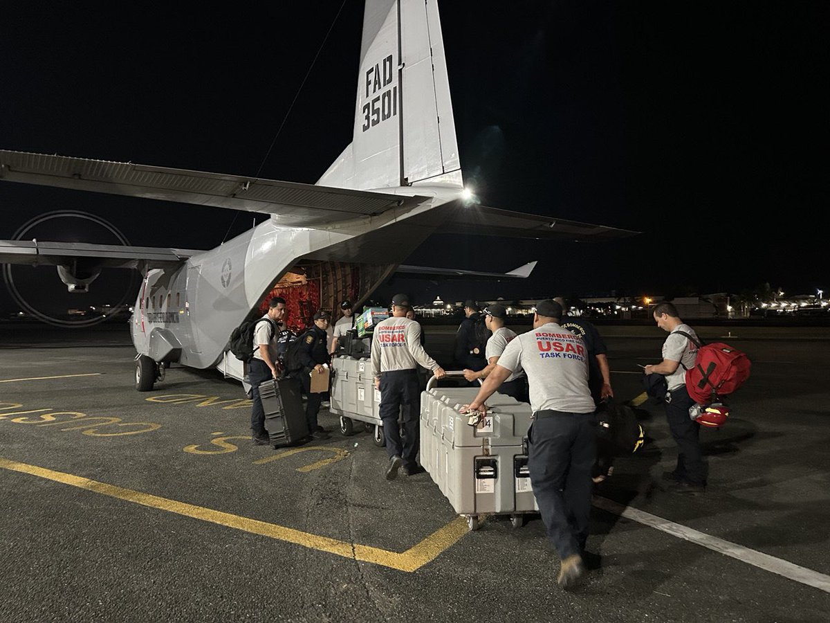 DeptEstadoPR's tweet photo. En solidaridad con la República Dominicana, la Gobernadora envía un equipo especializado del Cuerpo de Bomberos para apoyar en la búsqueda y rescate tras la tragedia en la discoteca Jet Set. https://t.co/NKc6GJxPAf