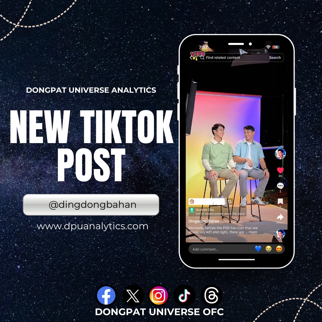DPUAnalyticsOFC's tweet photo. New tiktok post from @dingdongbahan 

Watch and engage now mga KaStarfish 💙✨

Link here:
https://t.co/Iw2VdkXLXt

#DongPat https://t.co/2yS46akU9n