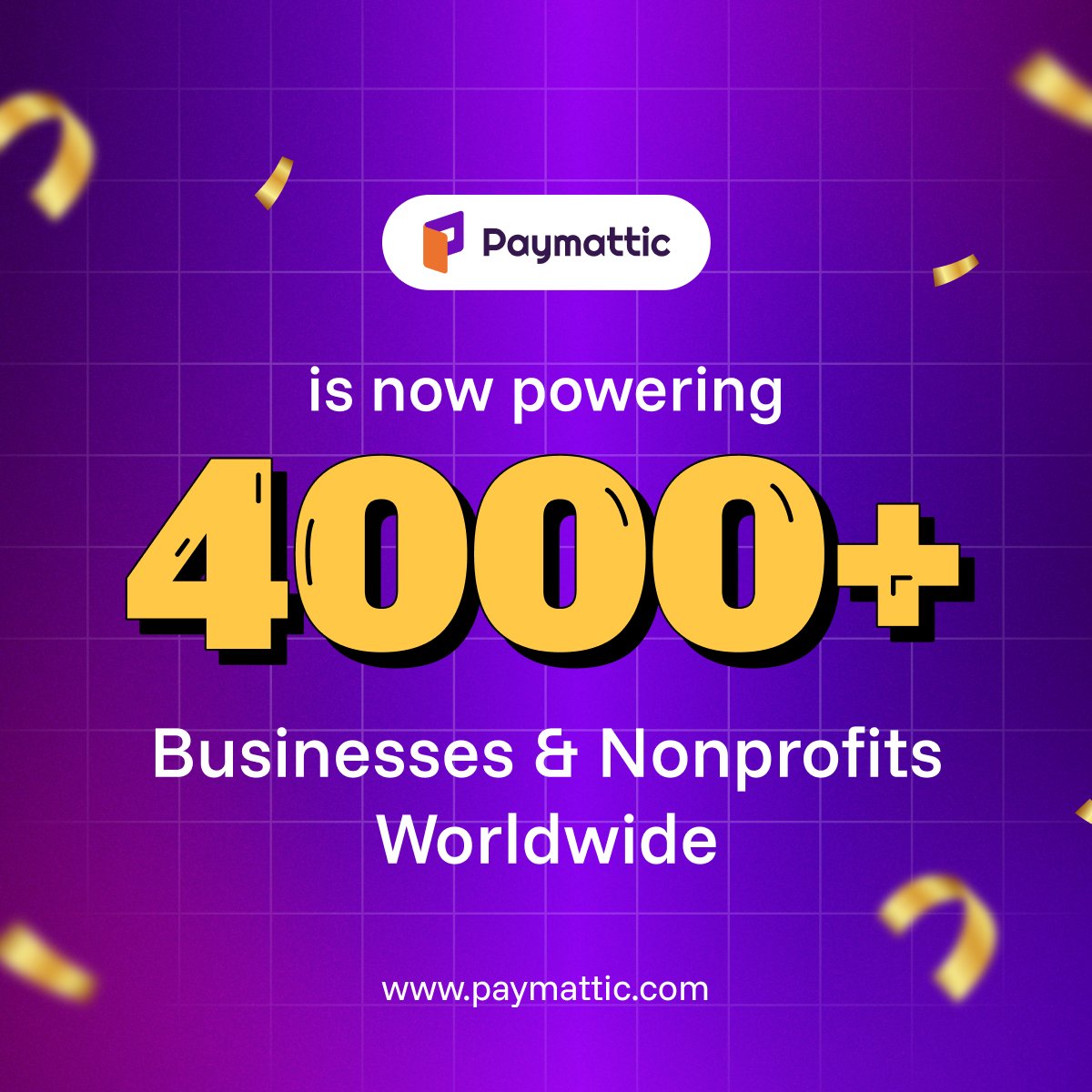 Paymattic's tweet photo. Aaaand Boom 💥 💥

Paymattic is now powering 4,000+ businesses and nonprofits worldwide. 🥳

Thank you for choosing Paymattic.

And most importantly, thank you for your valuable feedback.

We’re committed to becoming even better and more useful for you, our valued users. 🧡 https://t.co/veFD9iIQ2A