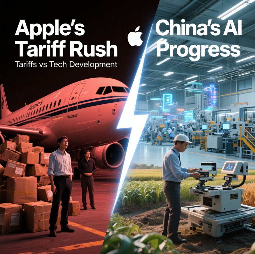 Asia_Presswire's tweet photo. 😱US "reciprocal tariffs" hit hard! Apple rushes products to avoid high costs. Meanwhile, China's AI makes big leaps like in rural areas, and Shanghai Data Exchange shines at HK Web3 Carnival. What's next? 🤔 #USChinaEconomy #AI #Web3 @Asia_Presswire https://t.co/9KJE2wr6fG