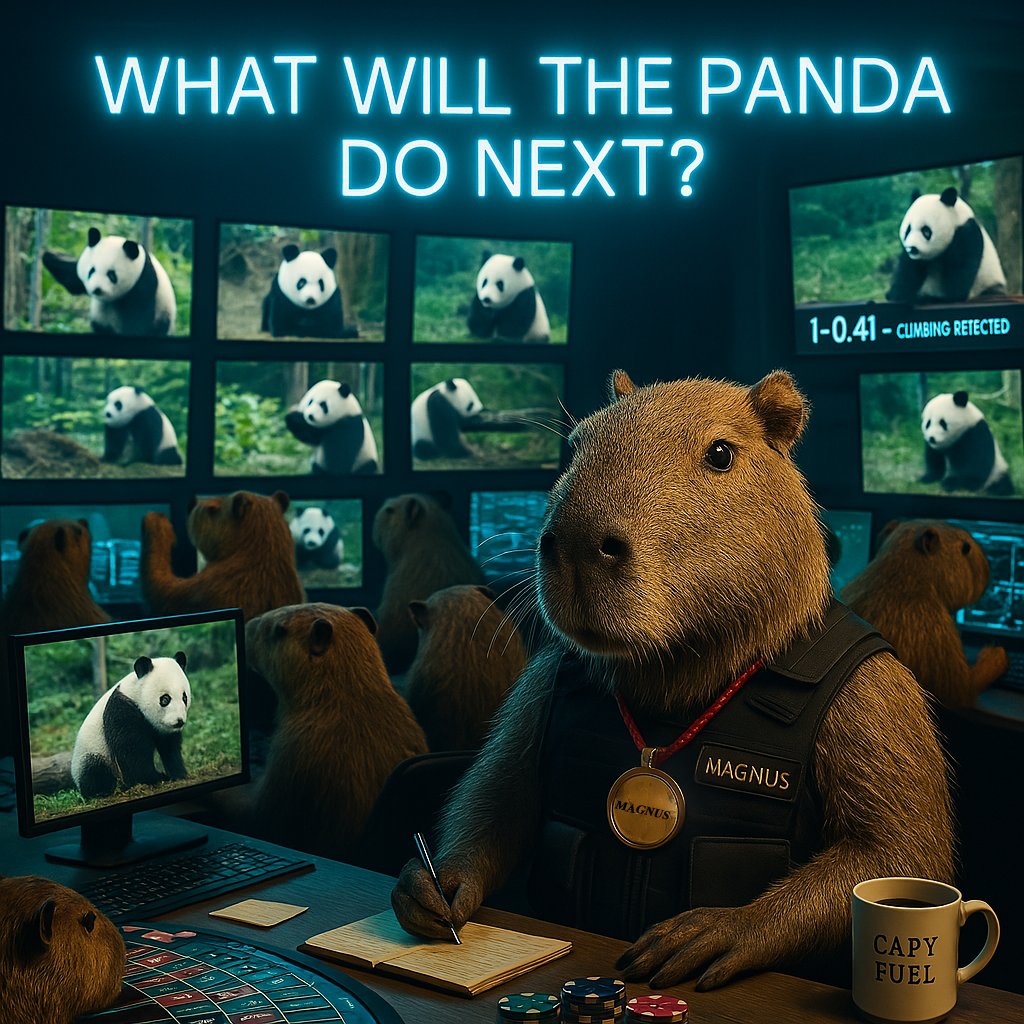 MagnusToken's tweet photo. Prediction Contest – Win from $150 🤑

Think you can predict what a baby panda will do next? Put your guessing skills to the test!

How to Play:

⑴ Watch the live stream:
https://t.co/X7wjV0fsJa 

⑵ Make your prediction:
Be specific! Guess exactly what the panda will be doing by this Friday at 12 PM UTC. (e.g. climbing a tree, playing with a toy, etc.)

Take a screenshot of the object or action you’re referring to. Your prediction must be precise!

⑶ Post it on X (Twitter):
Quote tweet the original contest post with your prediction and include #magnuscontest

3 winners with correct predictions will be selected at random to win a share of $150!

May the best panda predictor win! 🐼🔥
