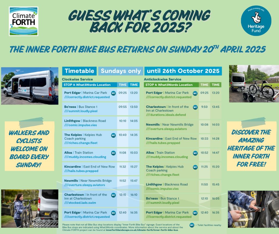 Inner Forth Landscape (@innerforth) on Twitter photo ANNOUNCEMENT: The Inner Forth Bike Bus is coming back for 2025! It's still FREE! Cyclists + walkers welcome on board EVERY SUNDAY <a href="/HeritageFundSCO/">The National Lottery Heritage Fund Scotland</a> <a href="/StirlingCouncil/">Stirling Council</a> <a href="/falkirkcouncil/">Falkirk Council</a> <a href="/ClacksCouncil/">Clackmannanshire Council</a> <a href="/FifeCouncil/">Fife Council</a> <a href="/RSPBScotland/">RSPB Scotland</a> <a href="/NatureScot/">NatureScot</a> <a href="/SustransScot/">Sustrans Scotland</a> <a href="/HistEnvScot/">Historic Environment Scotland</a> <a href="/GreenActionT/">Green Action Trust</a> ANNOUNCEMENT: The Inner Forth Bike Bus is coming back for 2025! It's still FREE! Cyclists + walkers welcome on board EVERY SUNDAY <a href="/HeritageFundSCO/">The National Lottery Heritage Fund Scotland</a> <a href="/StirlingCouncil/">Stirling Council</a> <a href="/falkirkcouncil/">Falkirk Council</a> <a href="/ClacksCouncil/">Clackmannanshire Council</a> <a href="/FifeCouncil/">Fife Council</a> <a href="/RSPBScotland/">RSPB Scotland</a> <a href="/NatureScot/">NatureScot</a> <a href="/SustransScot/">Sustrans Scotland</a> <a href="/HistEnvScot/">Historic Environment Scotland</a> <a href="/GreenActionT/">Green Action Trust</a>