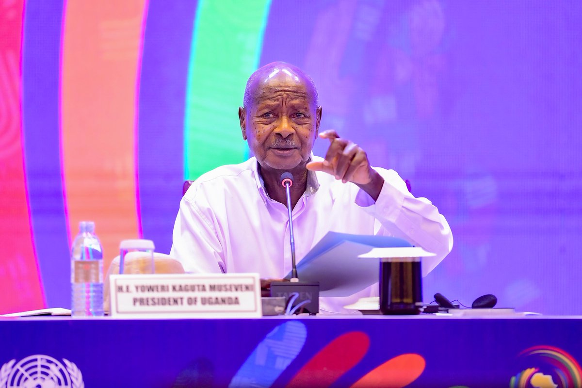KagutaMuseveni's tweet photo. I delivered a keynote speech at the 11th Session of the Africa Regional Forum on Sustainable Development (ARFSD), detailing Uganda’s economic phases from the enclave economy of the 3Ts and 3Cs plundered by Idi Amin, to minimum recovery, diversification, value addition, and now, the economy of knowledge through making vaccines and automobiles. 

This means that the solutions are with us, once we tackle the 10 strategic bottlenecks pegging us back. For instance, Uganda has 40m acres suitable for agriculture, if we use only 7m of these acres and everyone creates 7 jobs, we shall create over 100m jobs, and yet jobs are not only to be created in Agriculture. We have industries, services, and ICT.