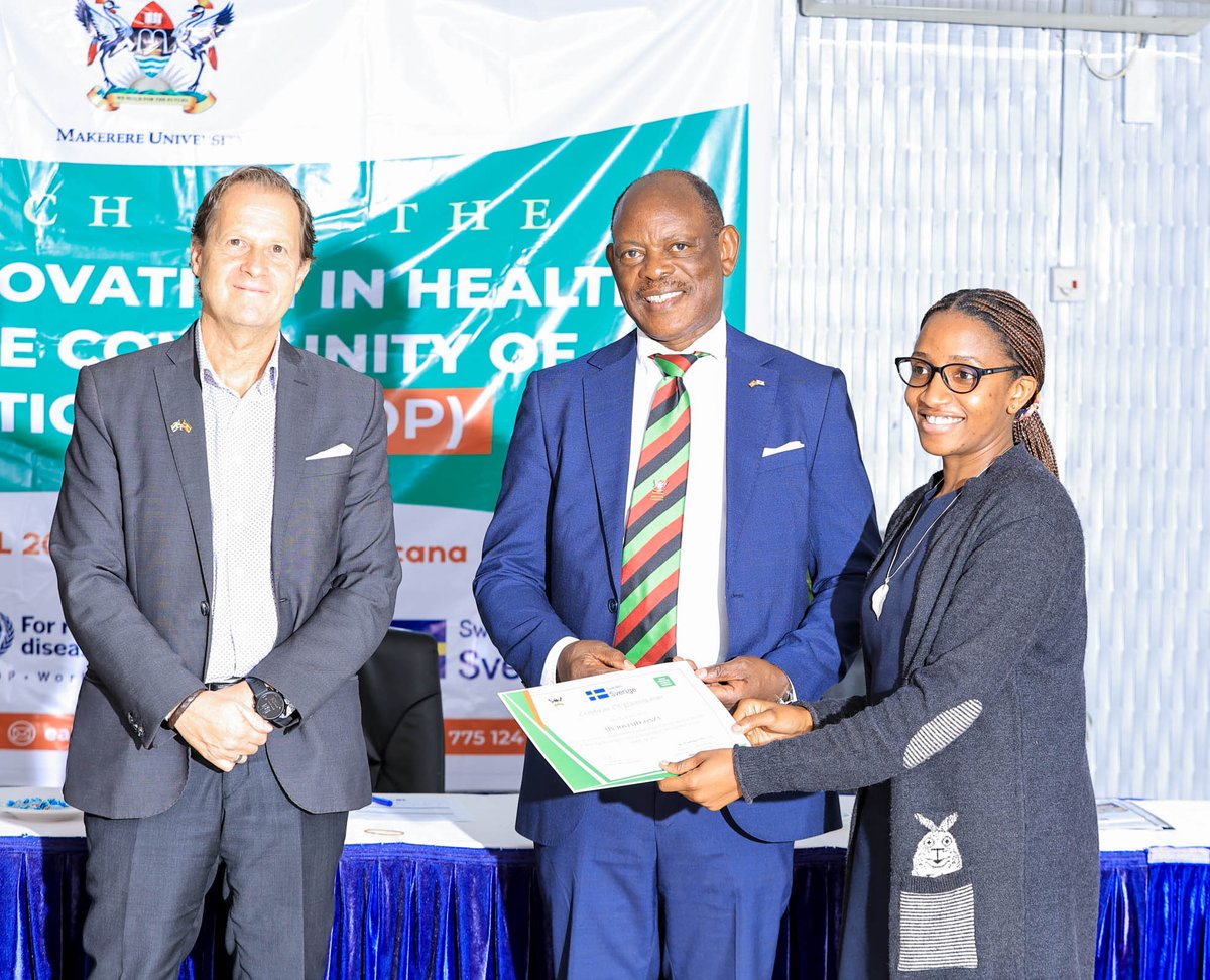 MakSPH's tweet photo. This morning, the Vice Chancellor, Prof. @ProfNawangwe, presided over the launch of the Social Innovation in Health Initiative Community of Practice (SIHICOP), a collaborative platform launched by Makerere University to foster peer learning, advocacy, and research in social innovation for improved health outcomes at the 6th National Social Innovation in Health Stakeholders’ workshop on 09th April 2025 at Hotel Africana, Kampala. 

In collaboration with @TDR (Special Program for Research and Training in Tropical Diseases) and global partners like Sweden to advance health equity, SIHICOP aims to bridge gaps between grassroots health innovators, policymakers, donors, and stakeholders through capacity-building, knowledge exchange, and actionable research.

The VC commended the School of Public Health's role in research and hailed Dr. Phyllis Awor and the team for doing "what only world-class institutions achieve: melding razor-sharp academia with the wisdom of communities, policy muscle with frontline innovations."

The launch is being attended by MakSPH faculty, innovators, the Embassy of @SwedeninUG represented by Mr. Tomas Lundström, Counsellor Health/Humanitarian Focal Point, Embassy of Sweden in Kampala Uganda, @MinofHealthUG officials, among others. 

Dr. Juliet Kiguli represented the Dean, Makerere University School of Public Health @RhodaWanyenze. 

@TDRnews@WHO
@JeremyFarrar
@UNICEF
@UNDP
@WorldBank @JosephTucker