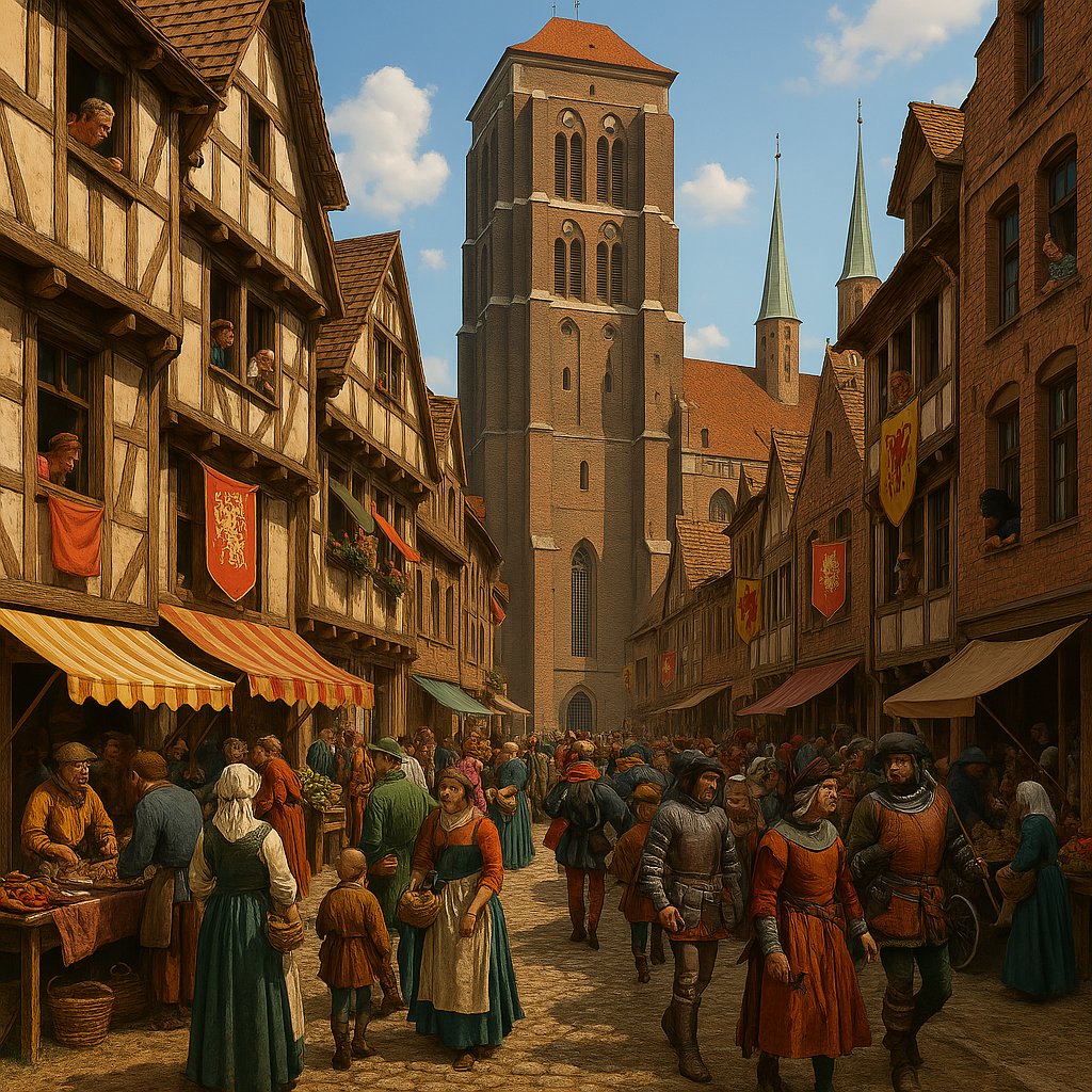 Prompt brzmiał - wygeneruj wygląd ulic Gdańska na początku XVI w., zaraz po ukończeniu budowy Bazyliki Mariackiej w 1503 r. 

#chatgpt4o #AI #GenerativeAI #History #gdansk #danzig #architecture