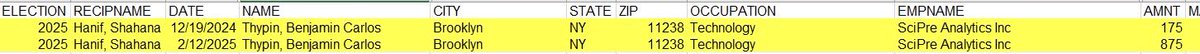 AvrumyCohen's tweet photo. Councilwoman @CMShahanaHanif / @ShahanaFromBK took $1,050 from developer Ben Thypin—$875 on 2/12/25, the same day she pushed his rezoning through Council. Now he’s backing her PAC. Taking cash the day she delivered? Not just dumb—probably criminal.

Cc @AGPamBondi @TheJusticeDept https://t.co/TRRqDf9nxO